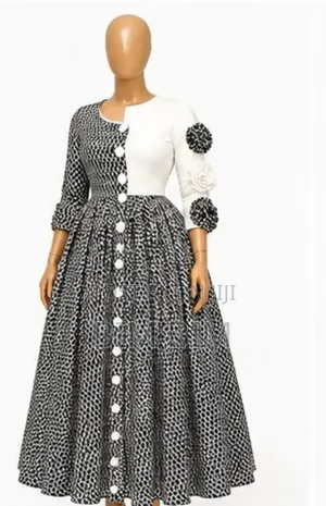 Black White Button Dress