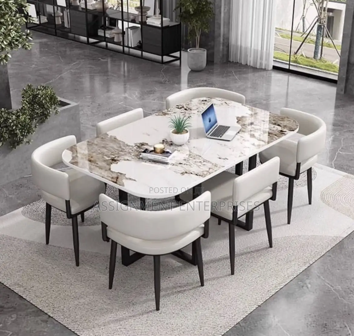 Mable Top Dinning Table With 6 Chairs