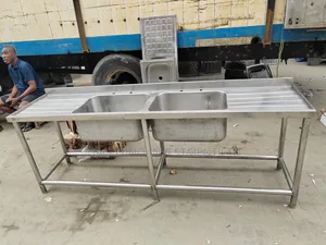 304 Stainless Steel, 2mm Thickness Double Bowl, Double Tray Sink