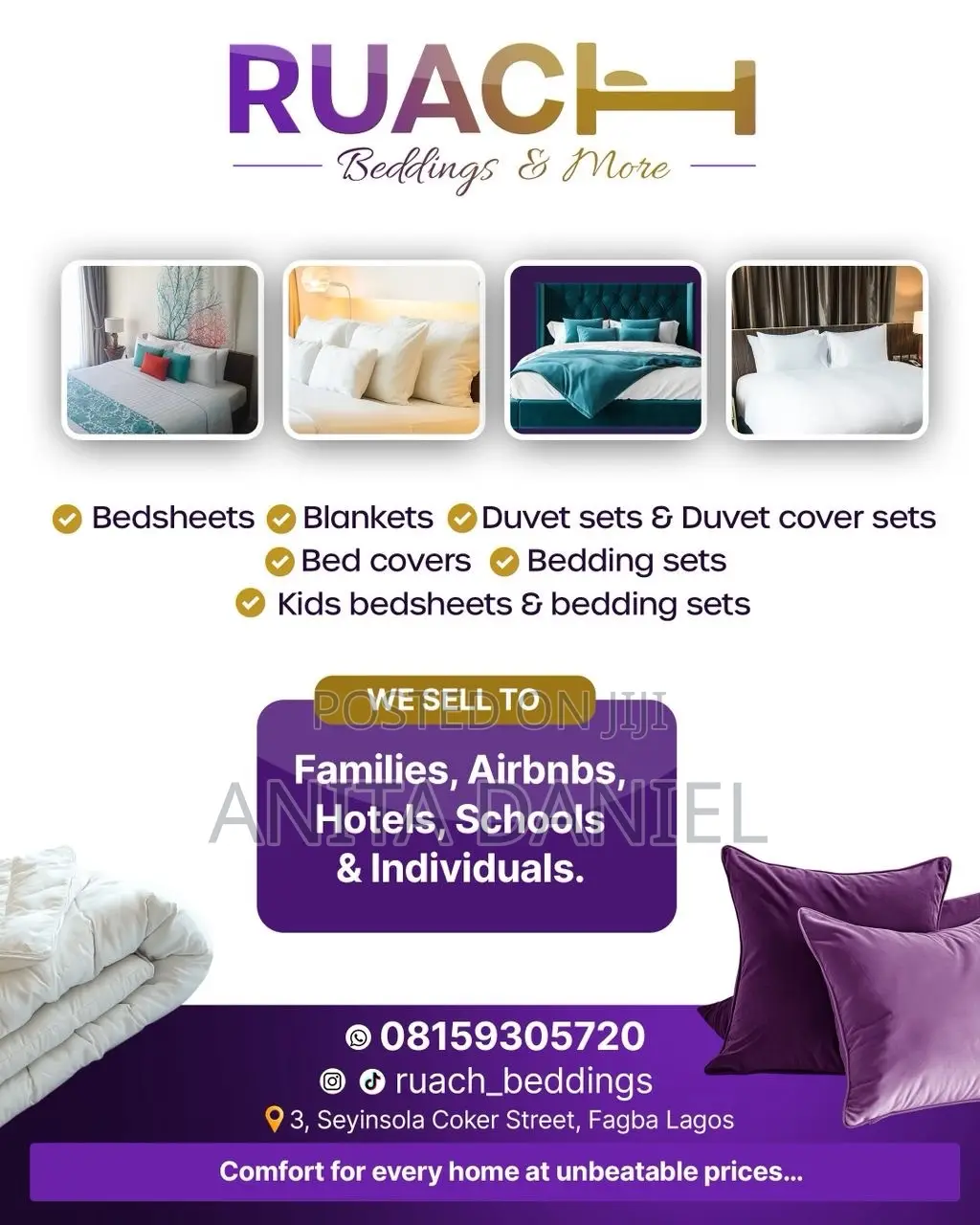 Bedsheets, Duvet Sets, Pillows, and Blankets
