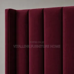 Luxury Burgundy Velvet Bed Frame With Channel Tufted Base