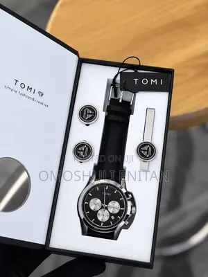 Tomi Quartz Watch With Cufflinks,Tie Clip,Gift Box