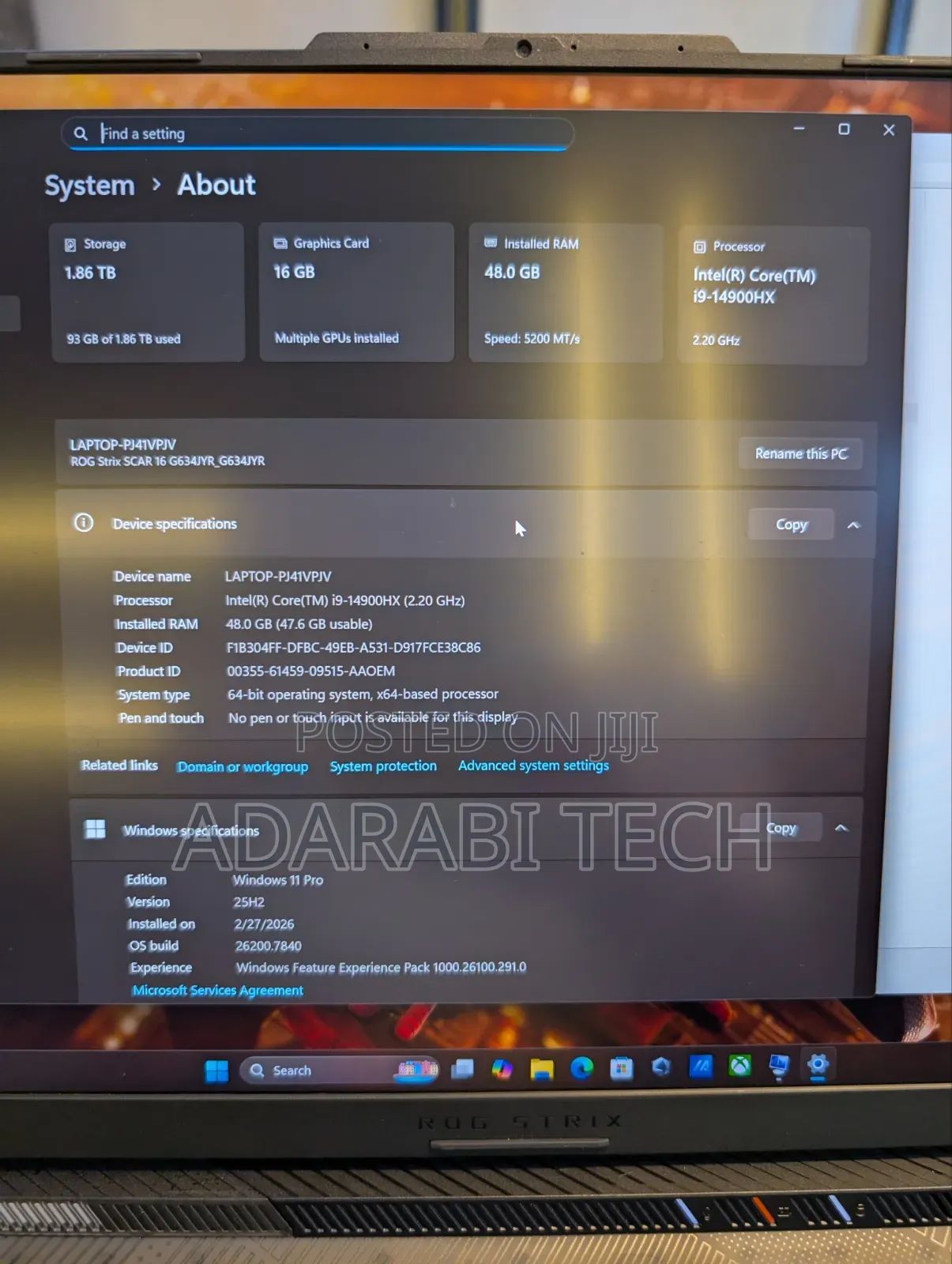 Laptop Asus ROG Strix SCAR 16 48GB Intel Core i9 SSD 2T
