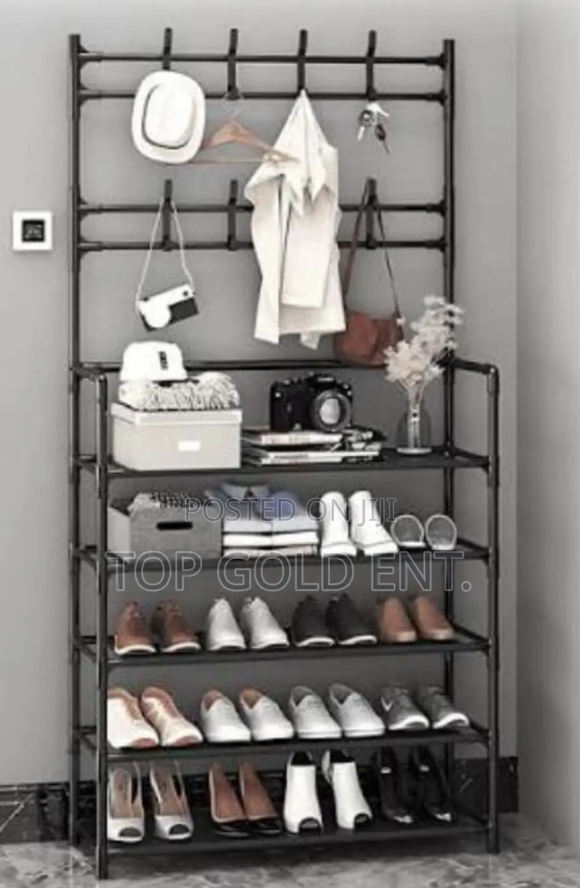 Iron Shoe Rack (5 Layers) With Hat Hanger