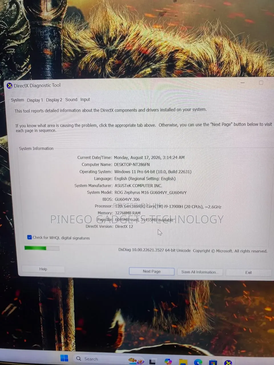 Laptop Asus ROG Zephyrus M16 GU603HR 32GB Intel Core i9 SSD 1T