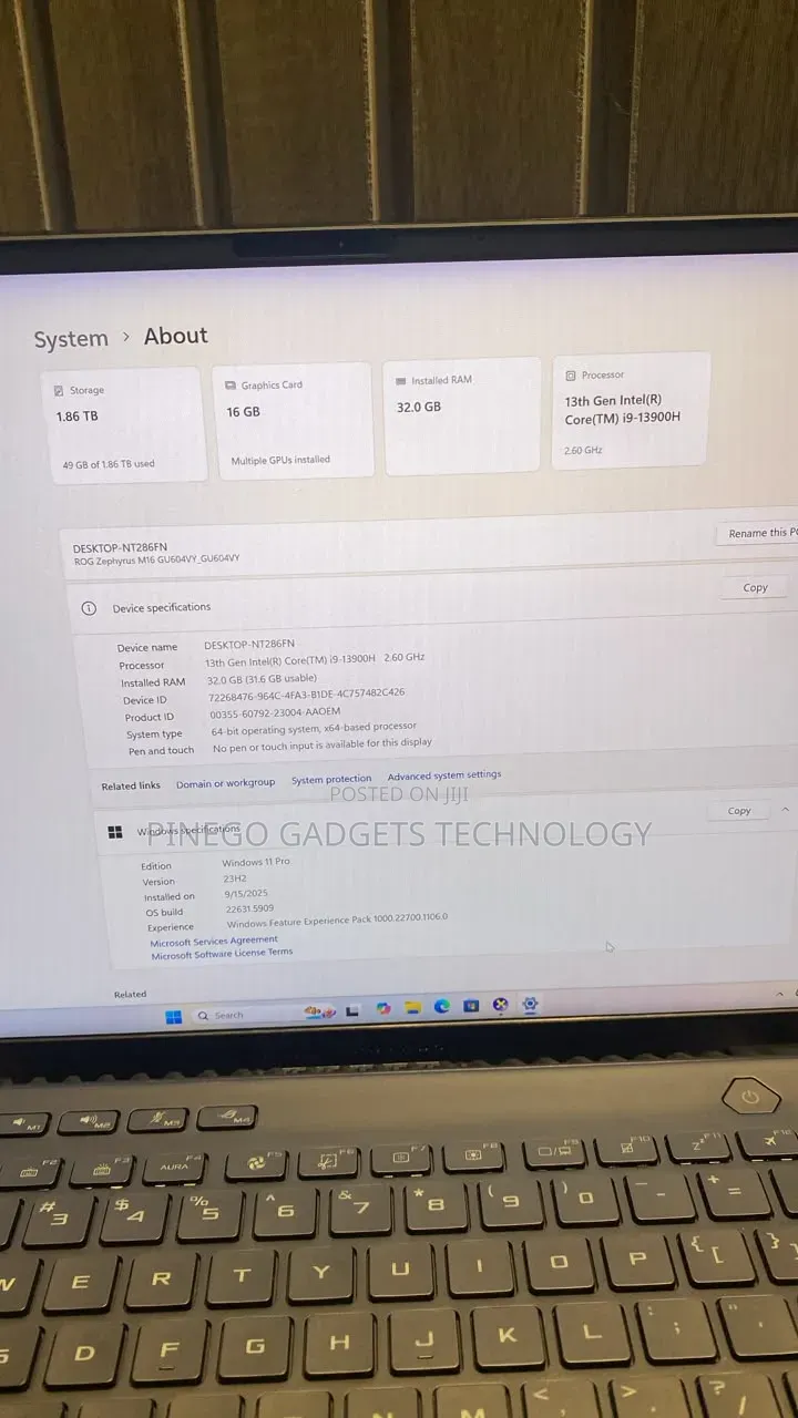 Laptop Asus ROG Zephyrus M16 GU603HR 32GB Intel Core i9 SSD 1T