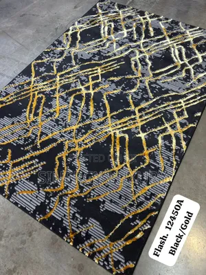5x7fts Gray,black and Gold Premium Center Rug