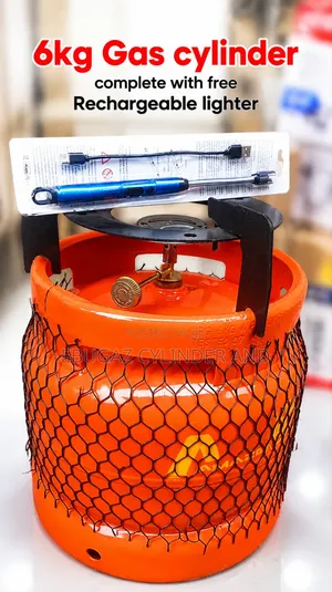 6kg Gas Cylinder Complete With Free Rechargeable Lighter