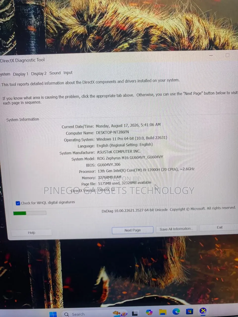 Laptop Asus ROG Zephyrus M16 GU603HR 32GB Intel Core i9 SSD 2T