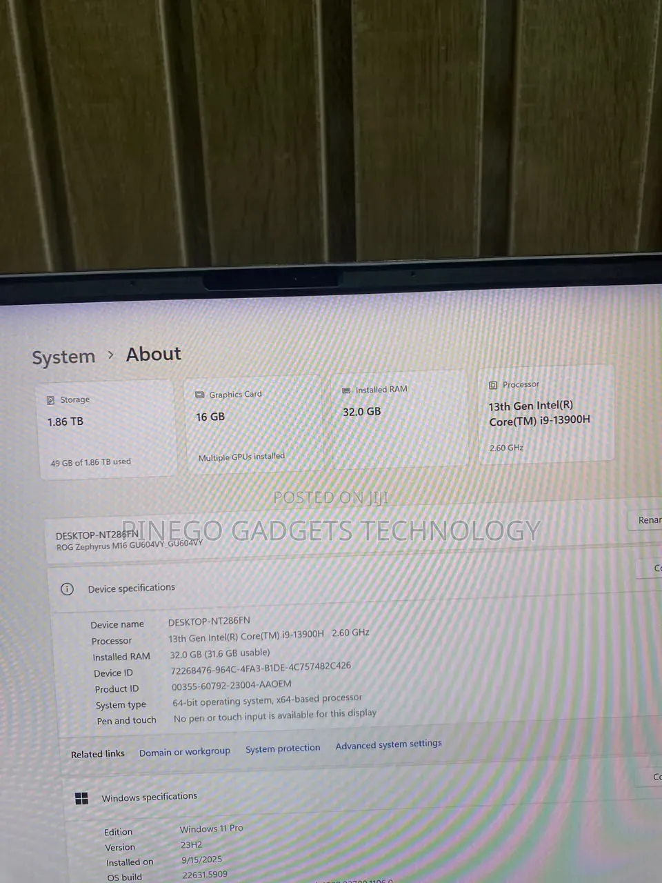 Laptop Asus ROG Zephyrus M16 GU603HR 32GB Intel Core i9 SSD 2T