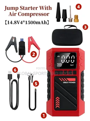 Jump Start With Air Compressor for Tyre