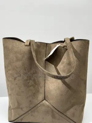 H M Women's Taupe Faux Suede Tote Bag
