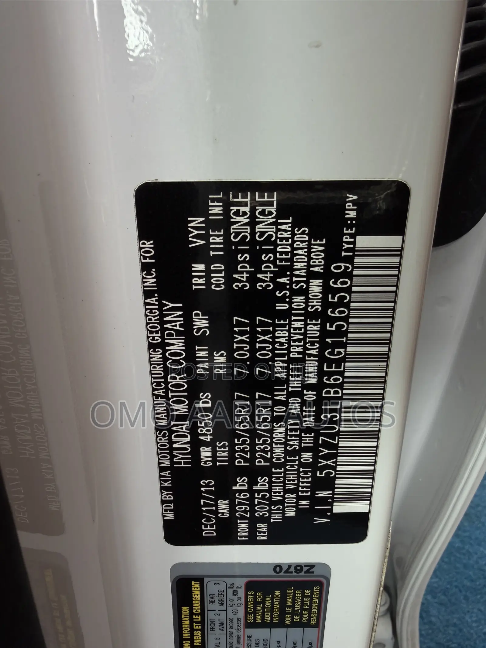 Hyundai Santa Fe 2014 White