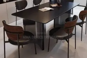 Modern Black Dining Table Set With 6 Stylish Chairs