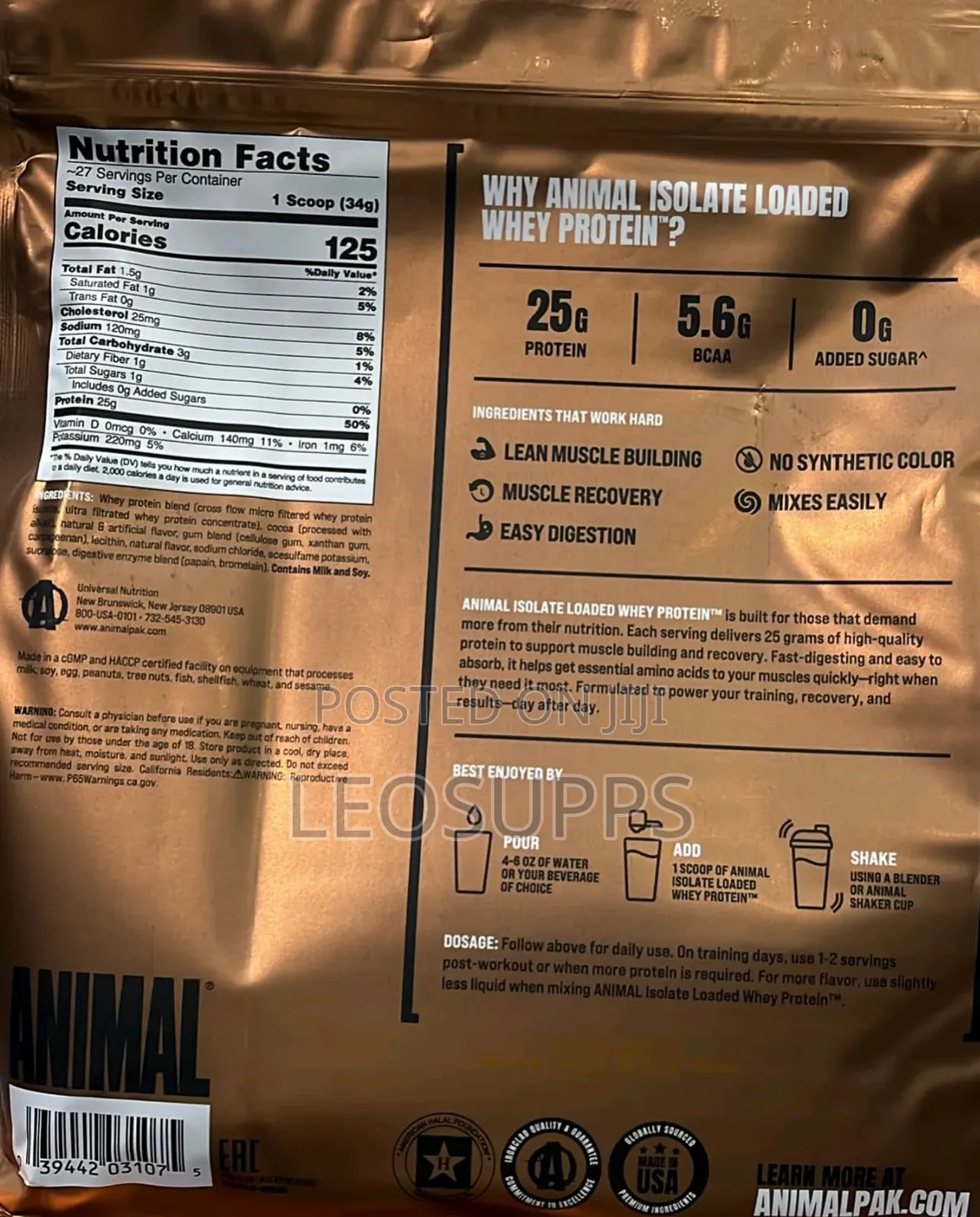 Animal Whey Protein Isolate 2LB