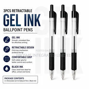 3pcs Retractable Black Gel Ink Ballpoint Pens