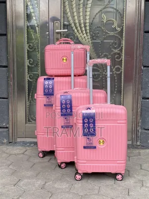 Swiss Polo Rubber Luggage Set - Baby Pink