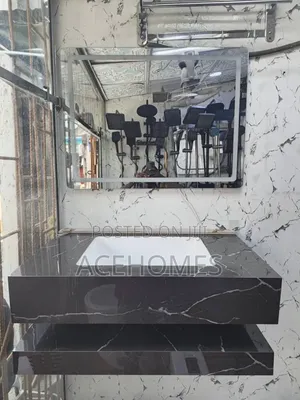 Black Marble Cabinet With White Basin