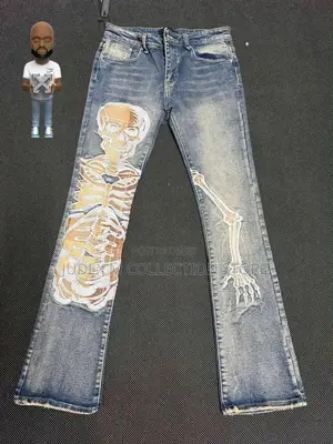 Premium Luxury Amiri Western Themed Patches Rivet Detailing Denim