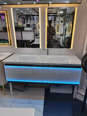 Double Bowl Marble Cabinet With LED Mirror