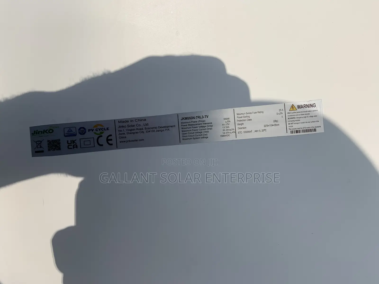 Complete 550w Jinko Panel