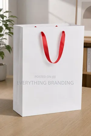 A3 White Kraft Paper Bag With Ribbon Handle – Retail Packaging