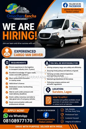 Cargo Van Driver Needed