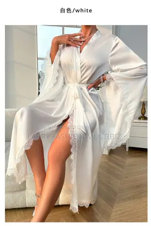 Satin Lace Trimmed Robe