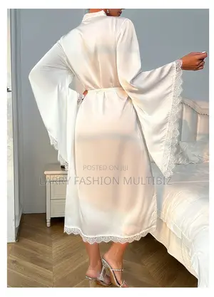 Satin Lace Trimmed Robe