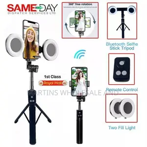 3 in 1 Selfie Stick With Double Ring Light