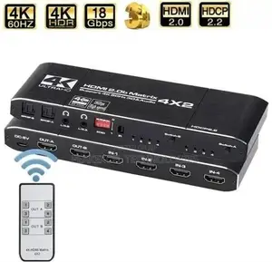 At 60Hz EDID + ARC HDMI Matrix 4x2 Switch Splitter Support HDCP
