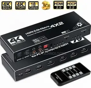 At 60Hz EDID + ARC HDMI Matrix 4x2 Switch Splitter Support HDCP