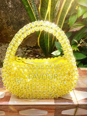 Yellow Semi-Circle Beaded Bag