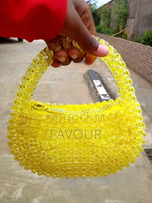 Yellow Semi-Circle Beaded Bag