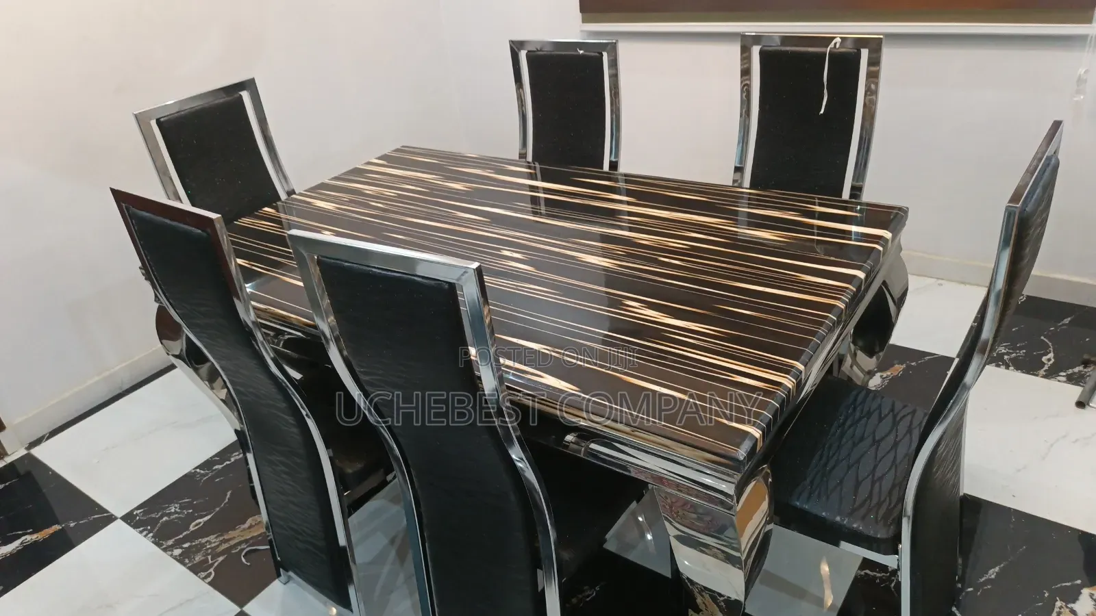 Marble Dining Table by 6 Chairs Available