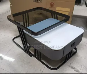 2 in 1 Glass With Marble Center Table With Drawer Available