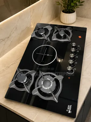 New Ideal England 5 Burner Hybrid Cooker - 4 Gas 1 Electric Glass Hob
