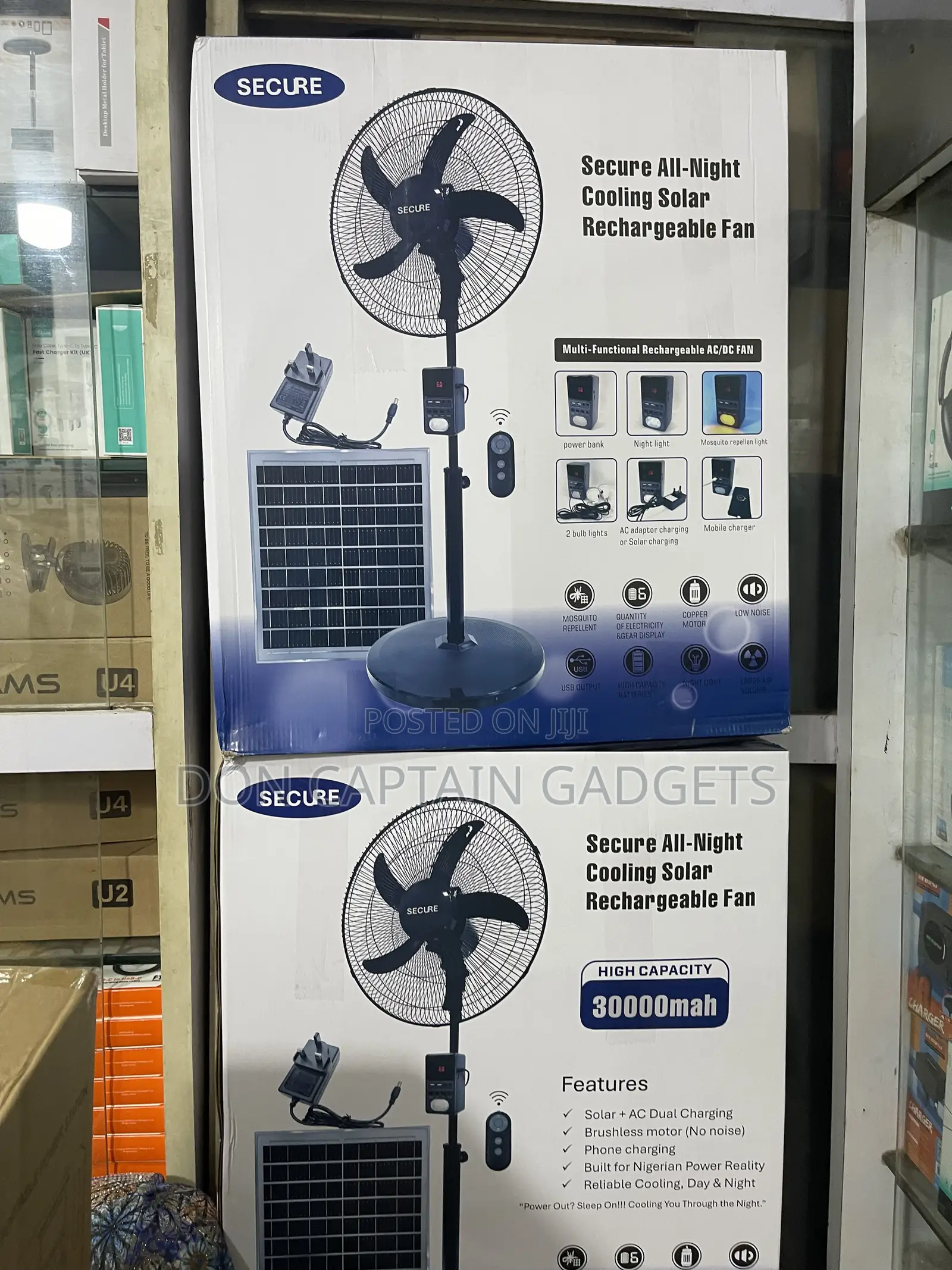 Secure Rechargeable Fan 18" With Solar Panel