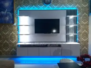 TVS41 Classic 7ft TV Stand 1-Side Fluted Panel, 60" TV Max