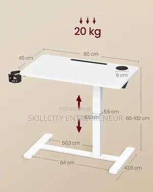 Adjustable Laptop Table With Lever With Wheels