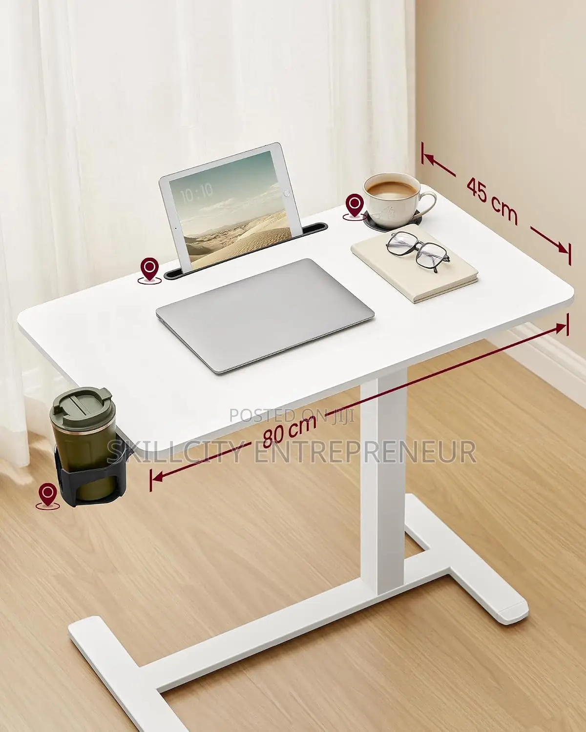 Adjustable Laptop Table With Lever With Wheels