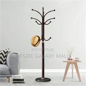 Freestanding Brown Metal Coat and Hat Rack