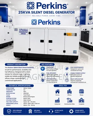 25 Kva Original Perkins Generator 100% Copper Coil