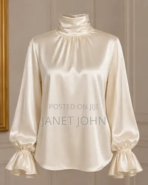 A Silk Satin High Neck Top