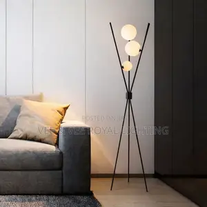 Modern Led Standing Lamp With Frosted Glass Globes- For Living/Bedroom