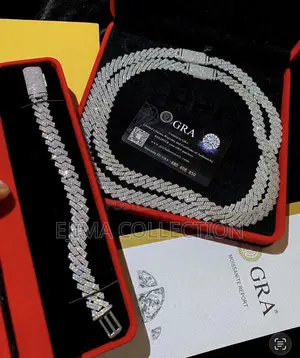 VVS Moissanite Diamond Cuban Necklace With Bracelet