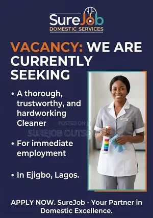 Urgent: Experienced Cleaner in Ejigbo, Lagos (₦50,000 - ₦60,000)