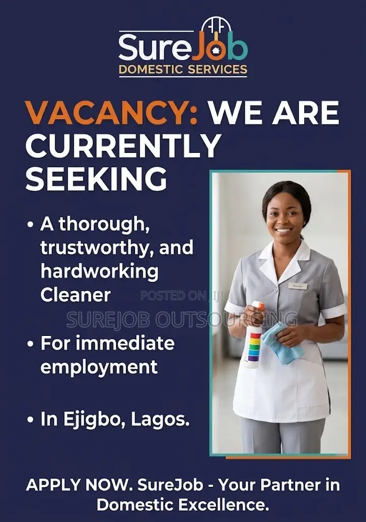 Urgent: Experienced Cleaner in Ejigbo, Lagos 