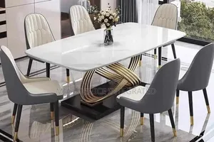 Luxury Modern Marble Top Dining Table With Elegant Chairs
