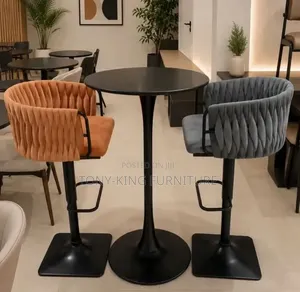 Modern Velvet Woven-Back Barstools Set